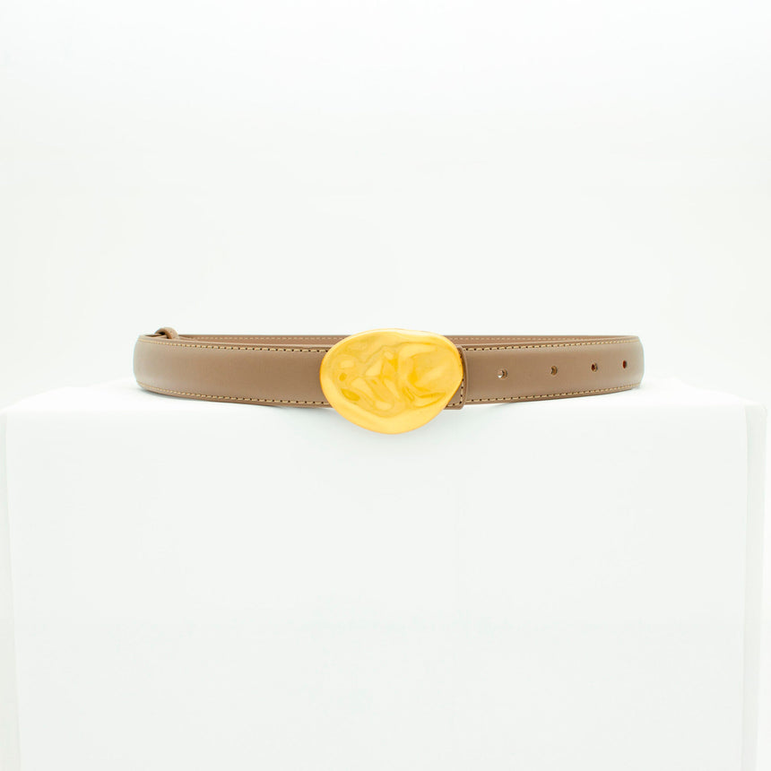 Refined belt - Taupe/gold