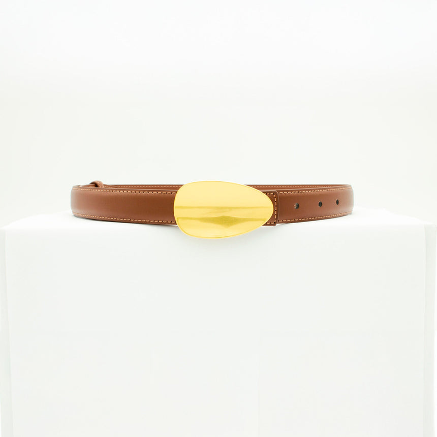 Sleek belt - Brown/gold