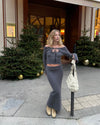 Brooke knitted maxi skirt - Grey/brown