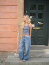 Alaia low-waisted jeans with lightning detail - Light denim