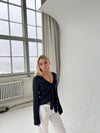Freja satin blouse - Navy