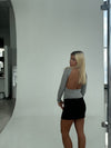 Leah blouse with open back - light grey