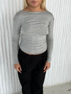 Leah blouse with open back - light grey