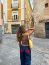 Star jeans with red stars - dark denim