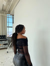 Romee mesh off-shoulder blouse - Black
