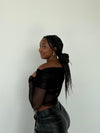 Romee mesh off-shoulder blouse - Black