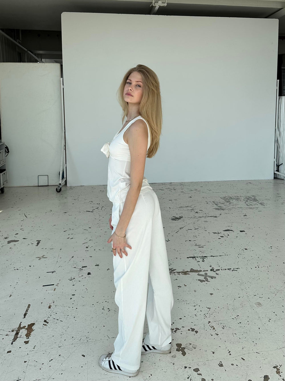 Lisette oversized suit pants in corduroy - Off-white