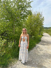 Asti dress with blue flower print