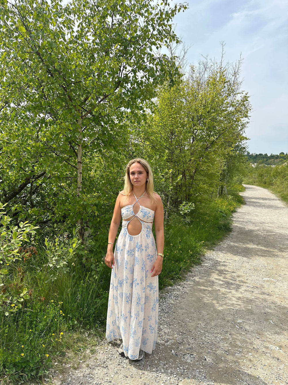 Asti dress with blue flower print