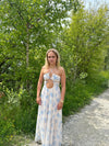 Asti dress with blue flower print