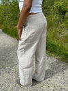 Milana linen pants - beige/white stripes