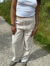 Milana linen pants - beige/white stripes