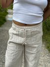 Milana linen pants - beige/white stripes
