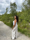 Milana linen pants - beige/white stripes