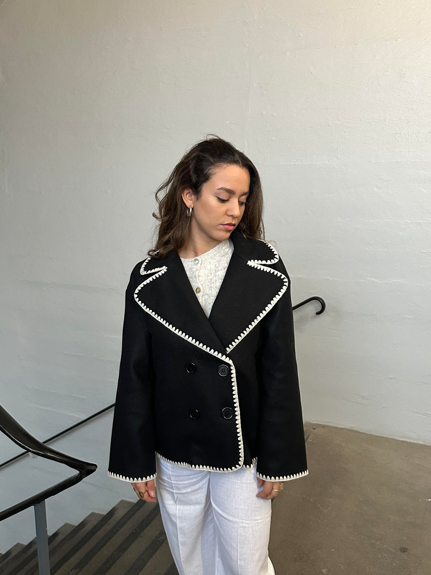 Adele stitching jacket - Black
