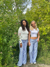 Adina low waisted pants with stripes - Blue