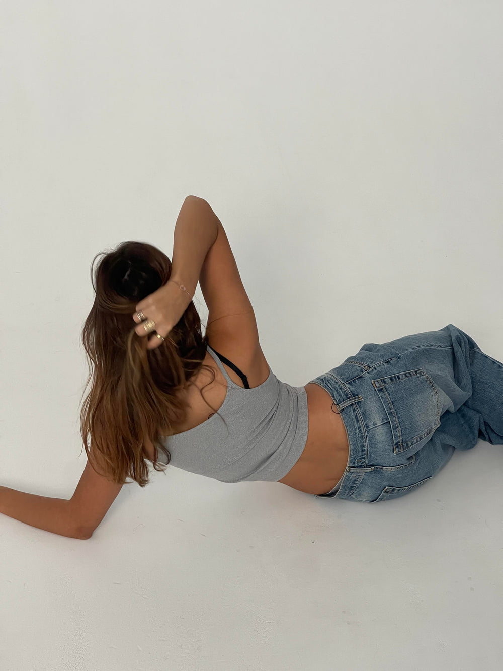 Ila rhinestone strap top - Grey