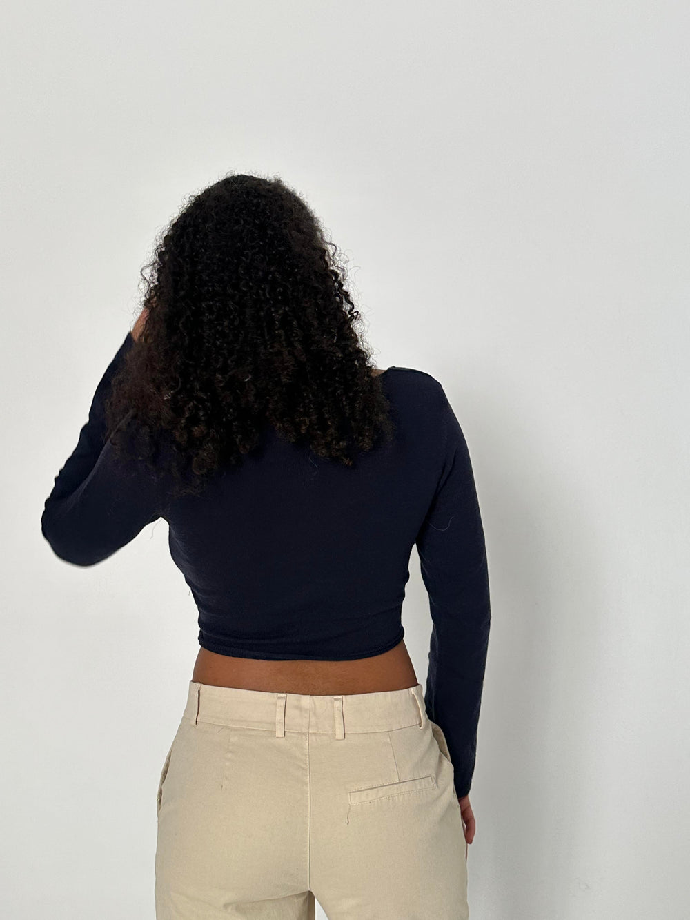 Simona 2 ways tie blouse - Navy