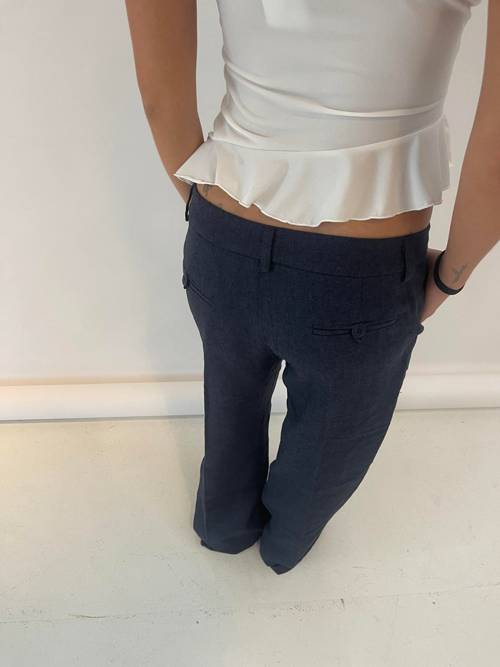 Herringbone pants - Navy