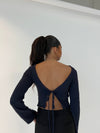 Simona 2 ways tie blouse - Navy