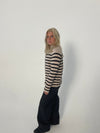 Xenia cardigan with stripes - Beige/black