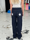 Oversized star jeans - White stars
