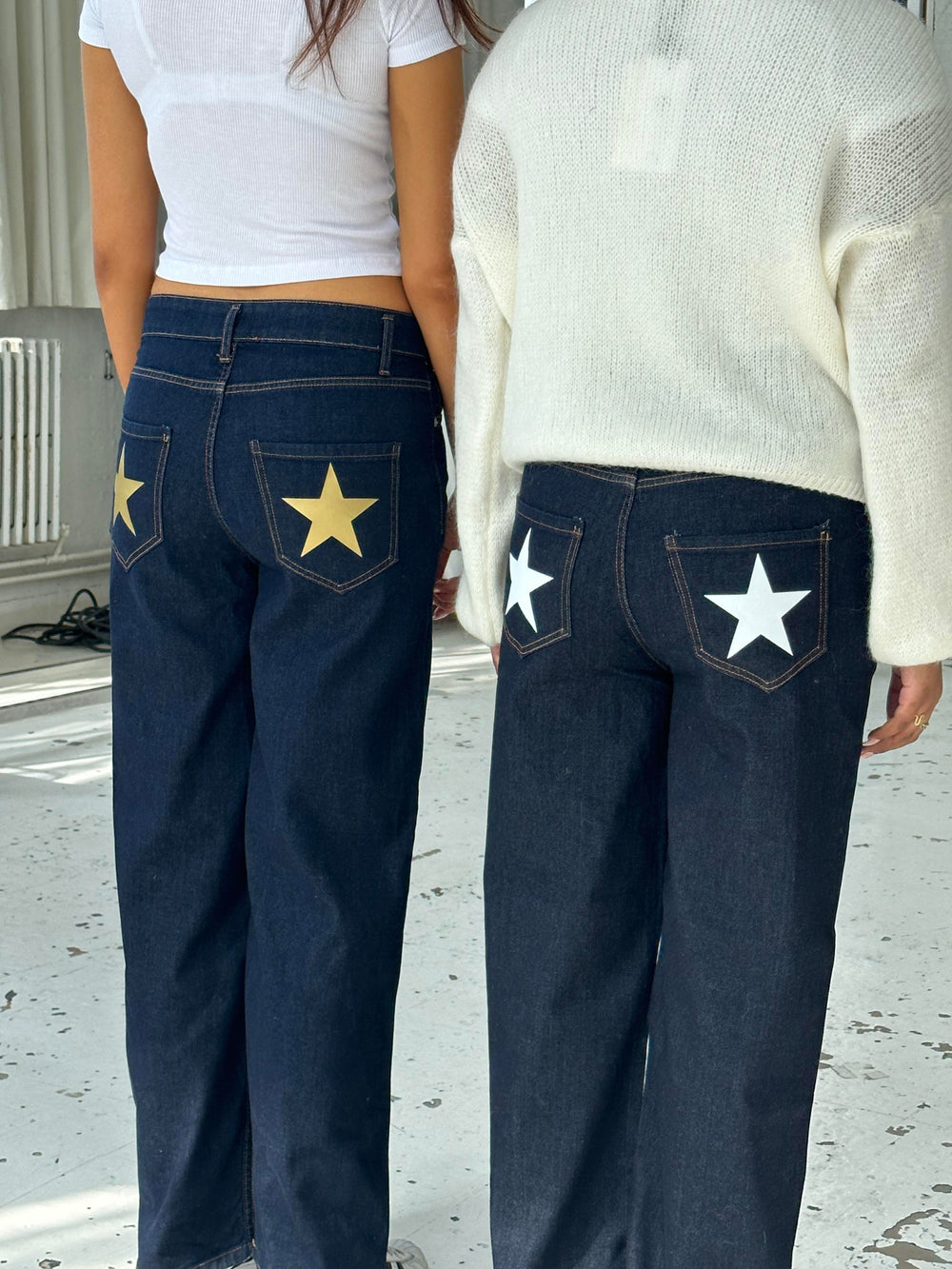 Oversized star jeans - Gold stars