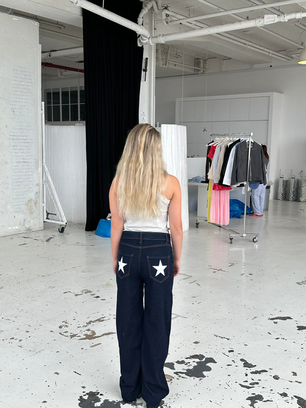Oversized star jeans - White stars