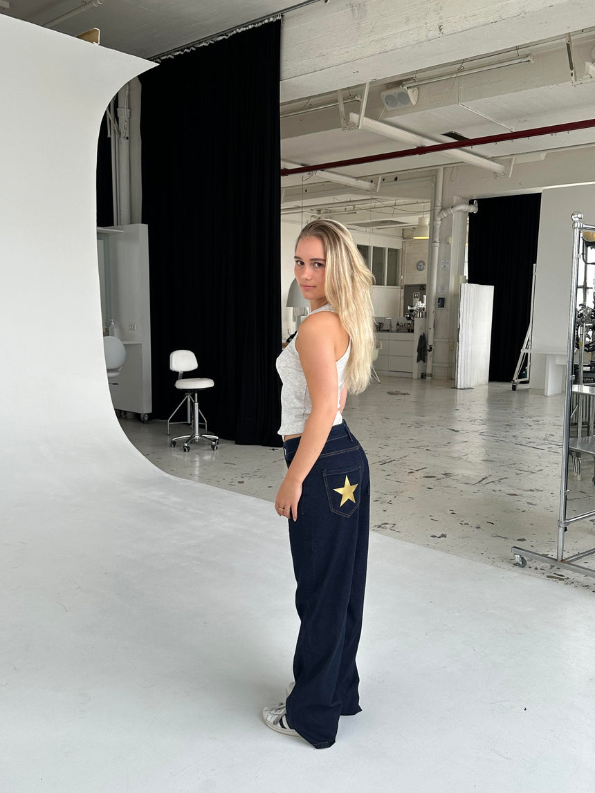 Oversized star jeans - Gold stars