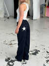Oversized star jeans - White stars