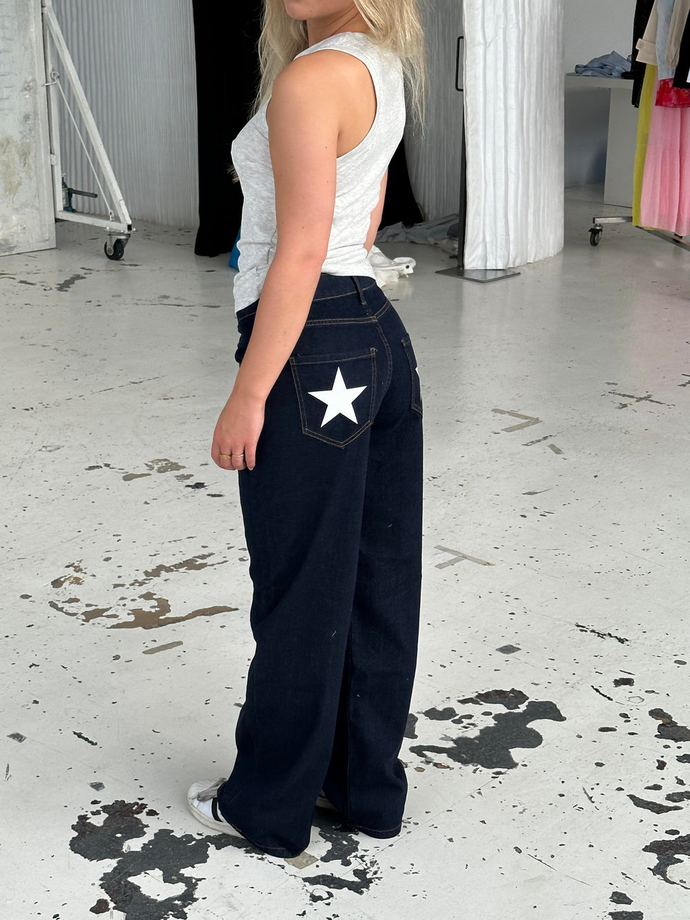 Oversized star jeans - White stars