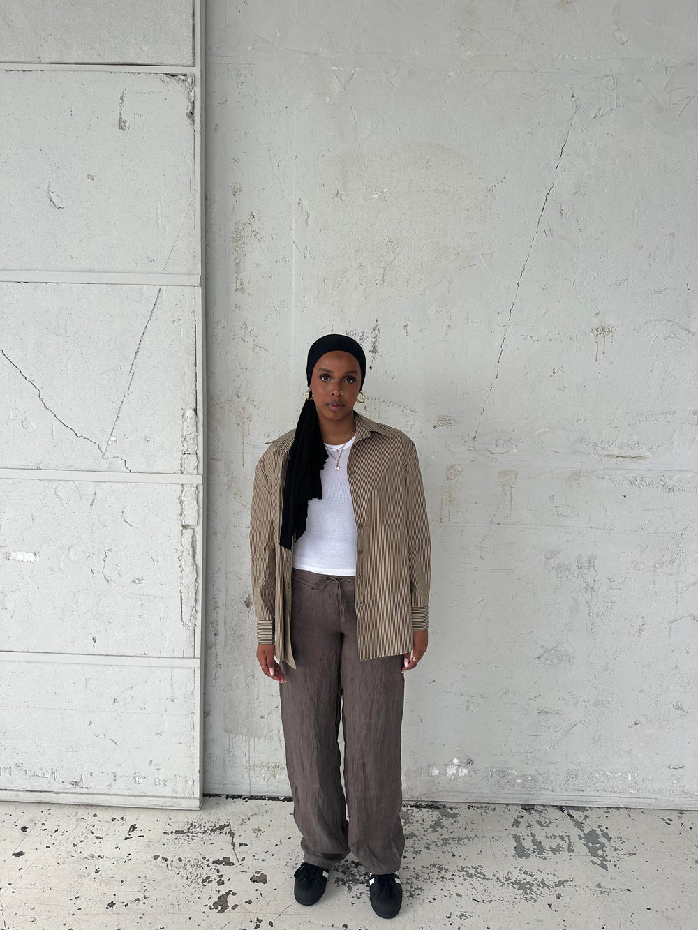 Zuri shirt with stripes - Khaki/beige