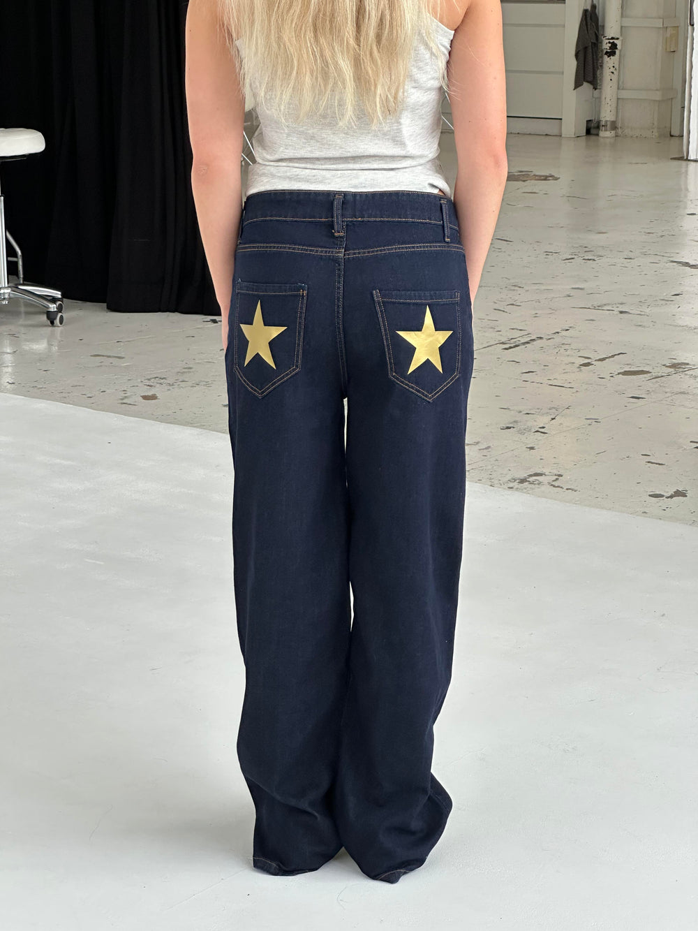 Oversized star jeans - Gold stars