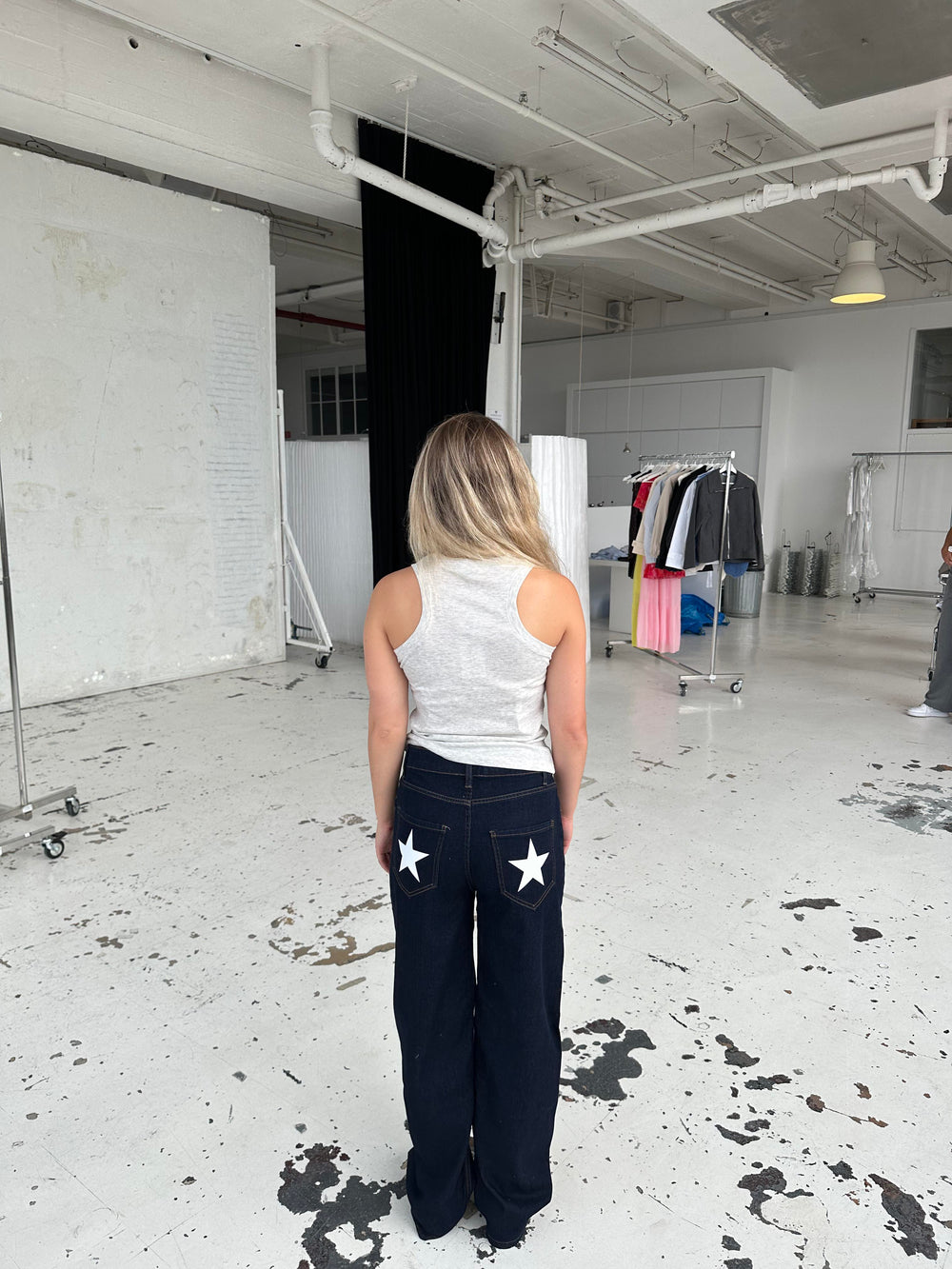 Oversized star jeans - White stars