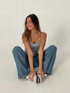Ila rhinestone strap top - Grey