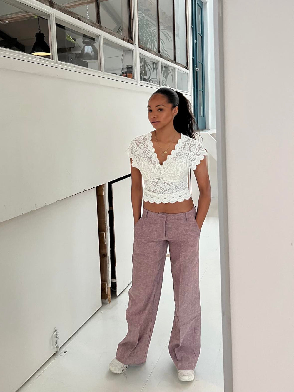 Herringbone pants - Pink
