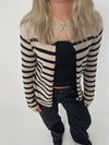 Xenia cardigan with stripes - Beige/black