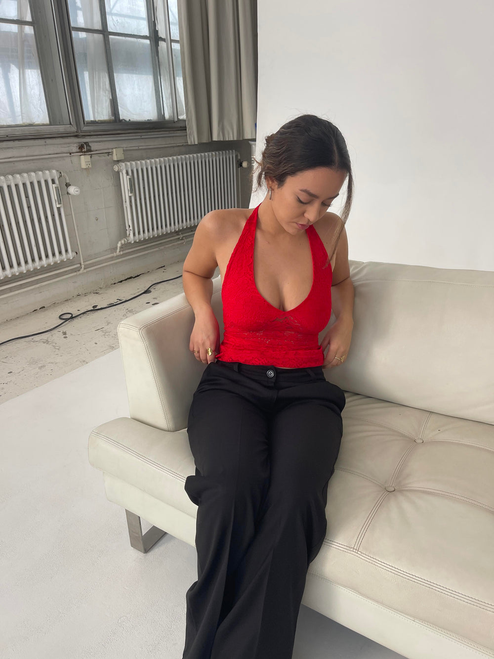 Amabel lace top - Red