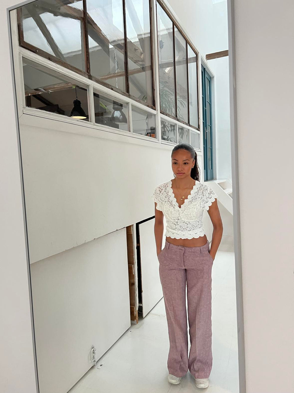 Herringbone pants - Pink