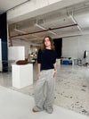 Donna oversized glitter pants - Light grey