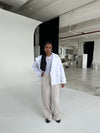 Milana linen pants - beige/white stripes