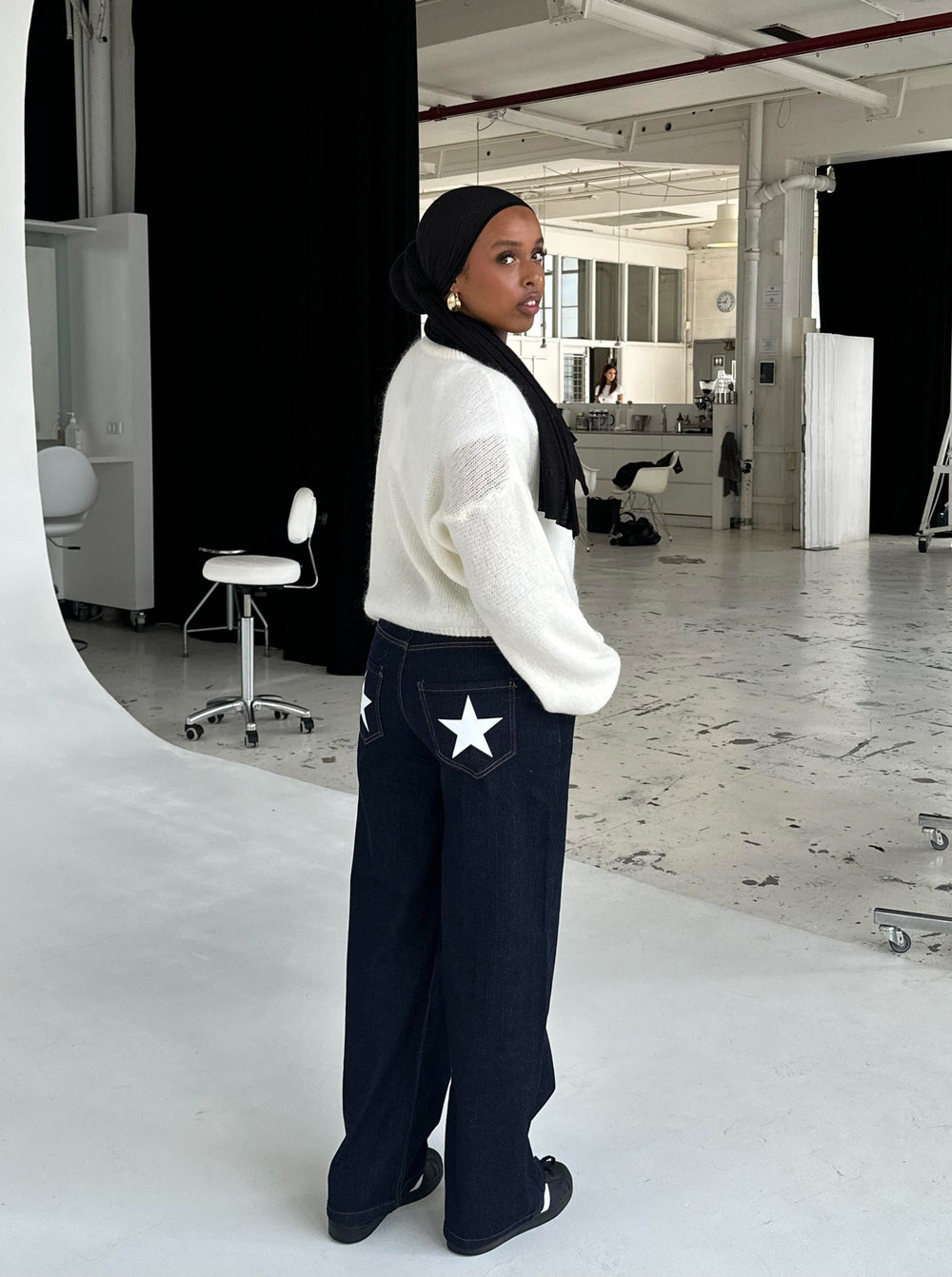 Oversized star jeans - White stars