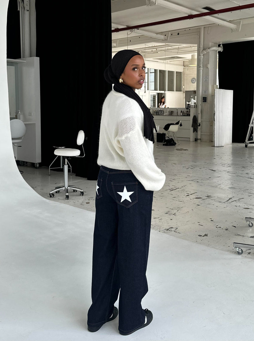 Oversized star jeans - White stars