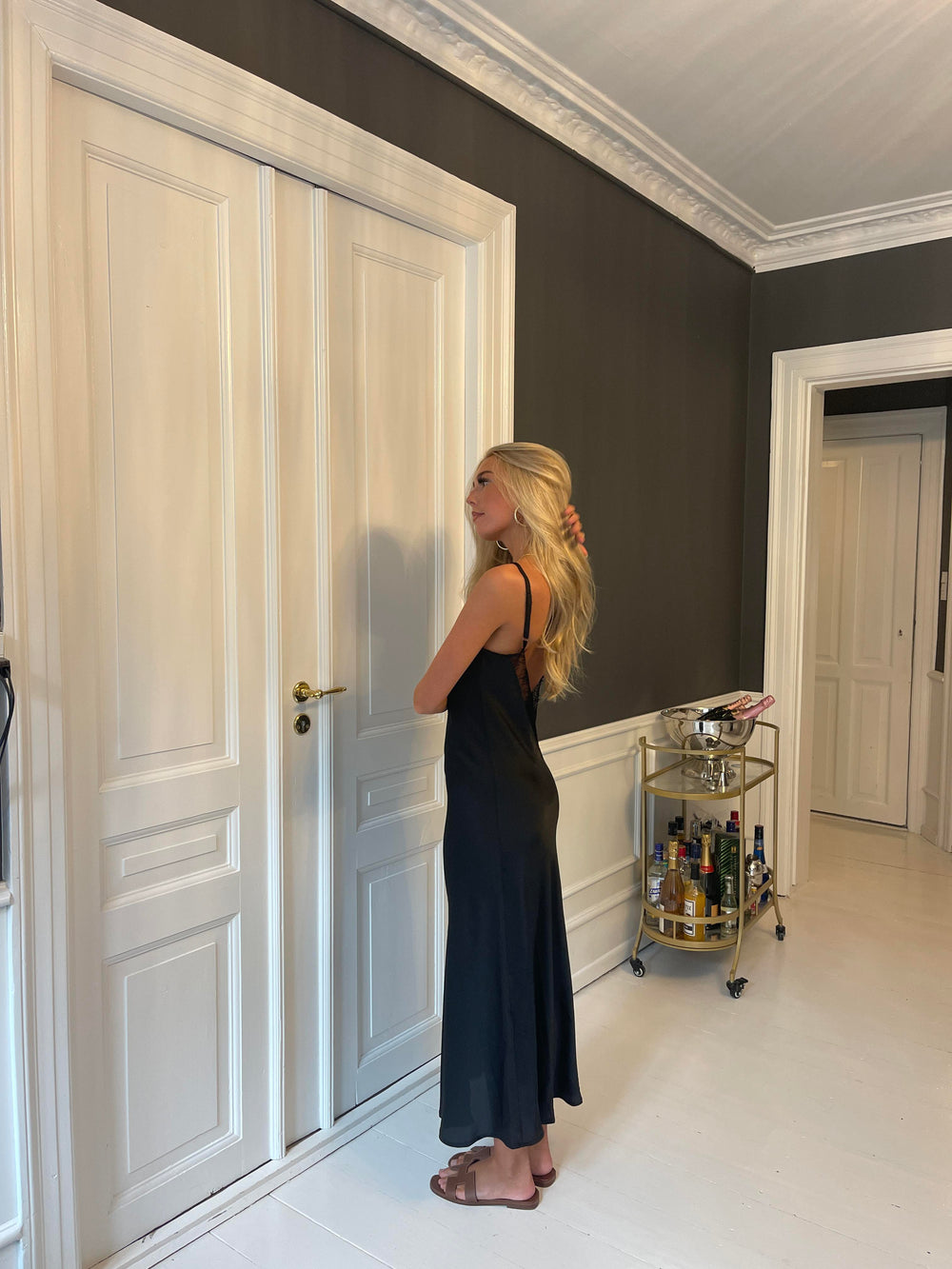 Minnie satin dress - Black