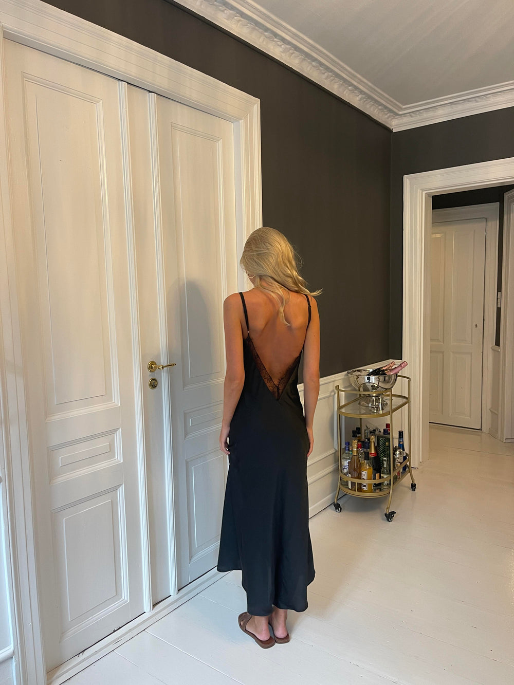 Minnie satin dress - Black
