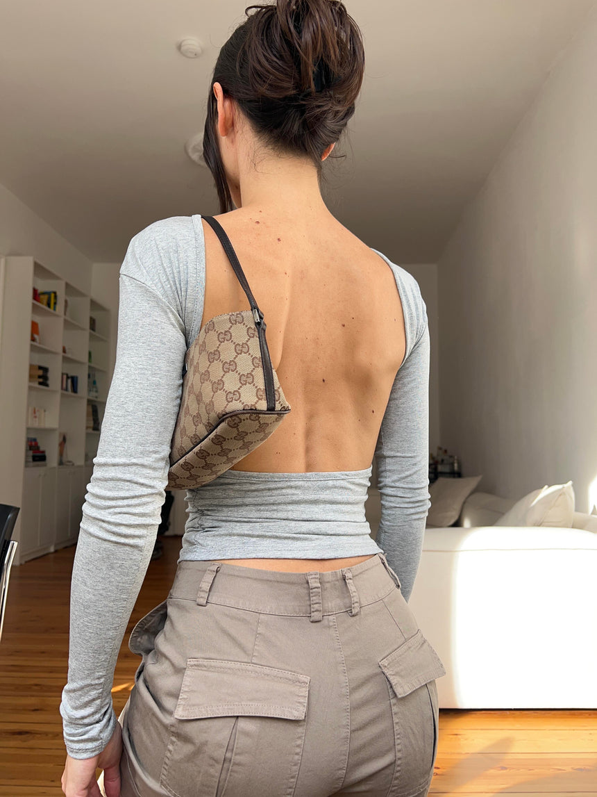 Leah blouse with open back - light grey