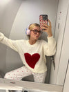 Red heart knit - White