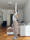 Leah blouse with open back - light grey