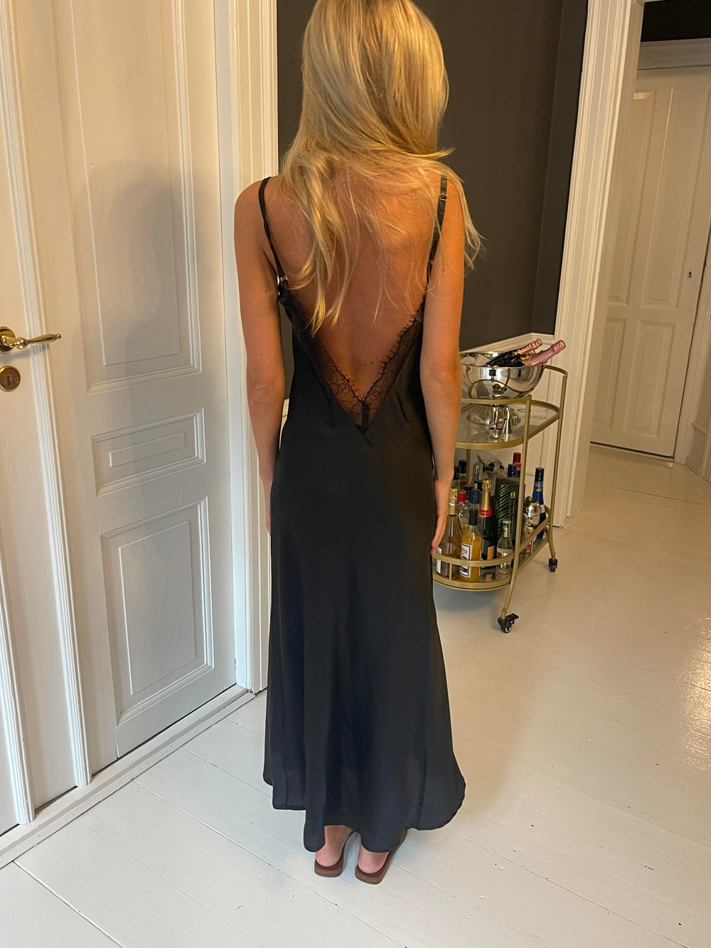 Minnie satin dress - Black