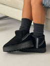 Manila teddy boots with plateau sole and braided details - Black